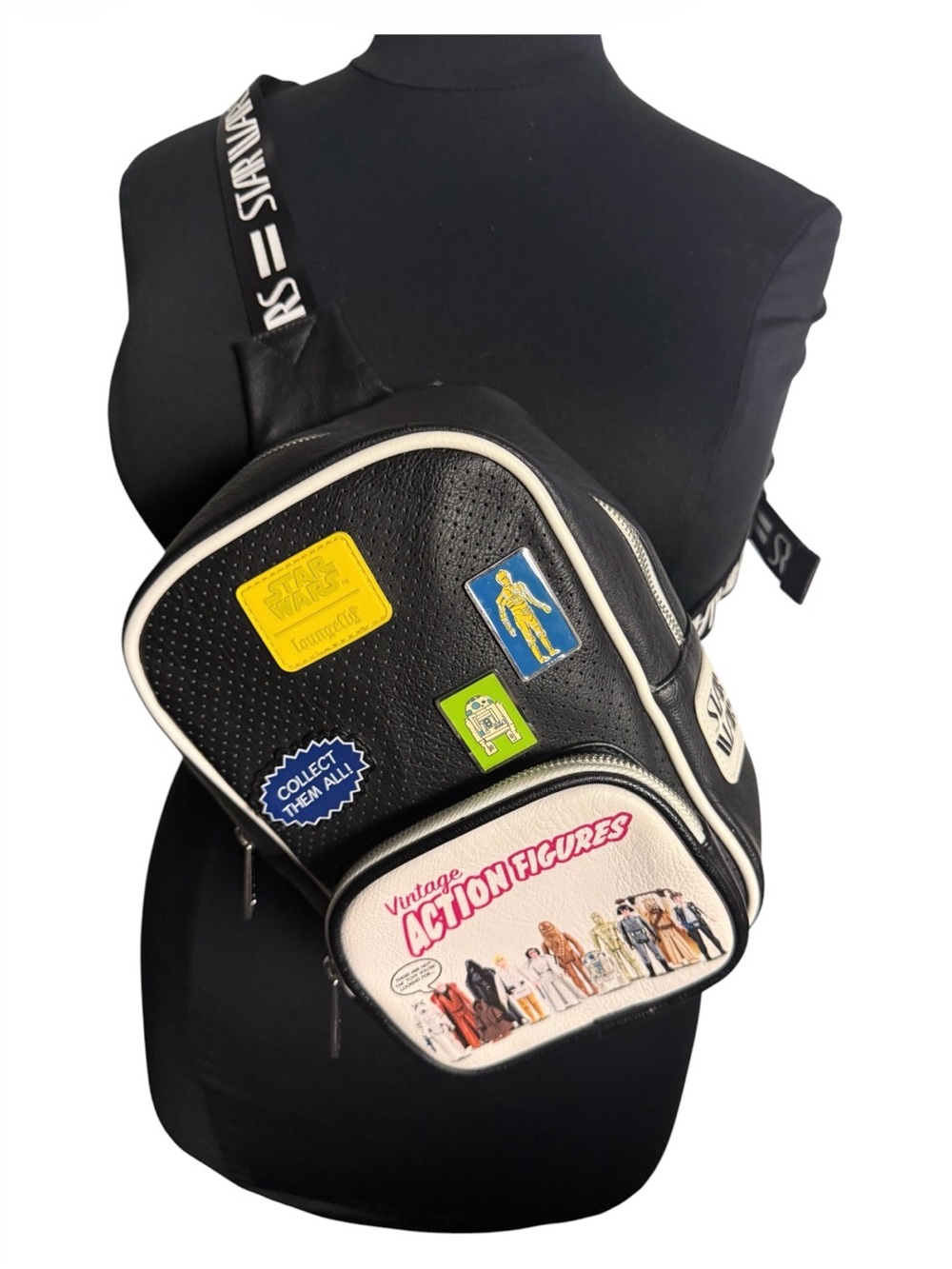VTG Disney parks Unisex Loungefly Action Figures Black Crossbody mini Sling Bag